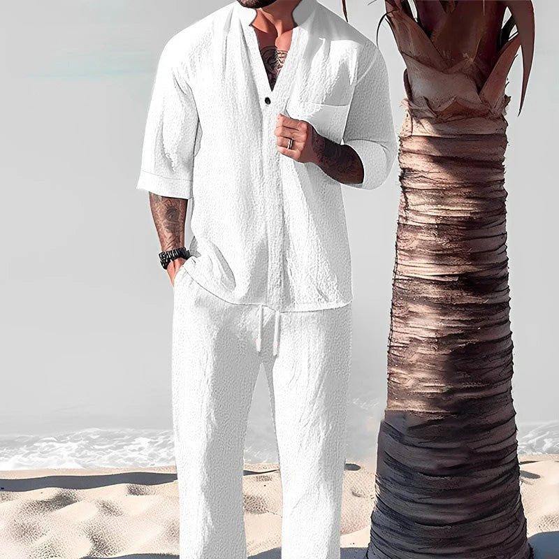 🎉67% Discount Surprise!🎉Fliwos Men's Trendy Cotton Linen Top & Pants Two-Piece Set