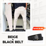👖Men’s Casual Slim-Fit Solid Color Pants+Belt (✈️Free Shipping)