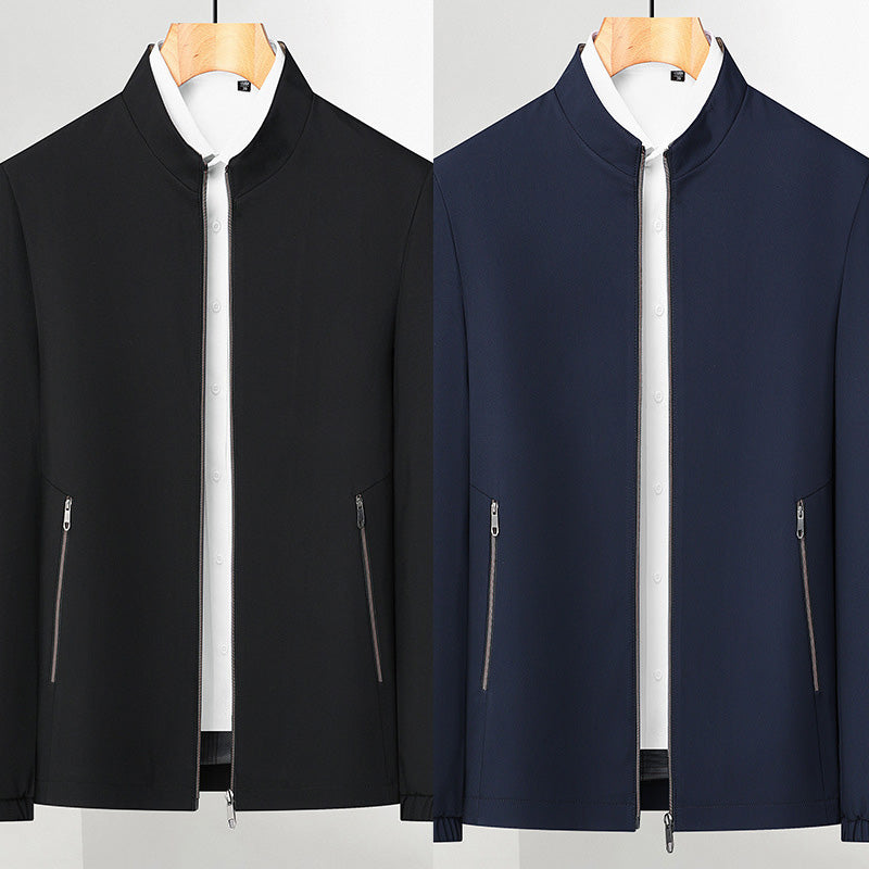 Men's Standing Collar Zipper Casual Jacket