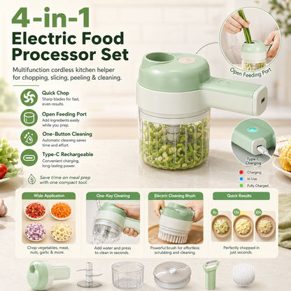 4-in-1 manual electric vegetable cutter setMultifunction cordless food processor