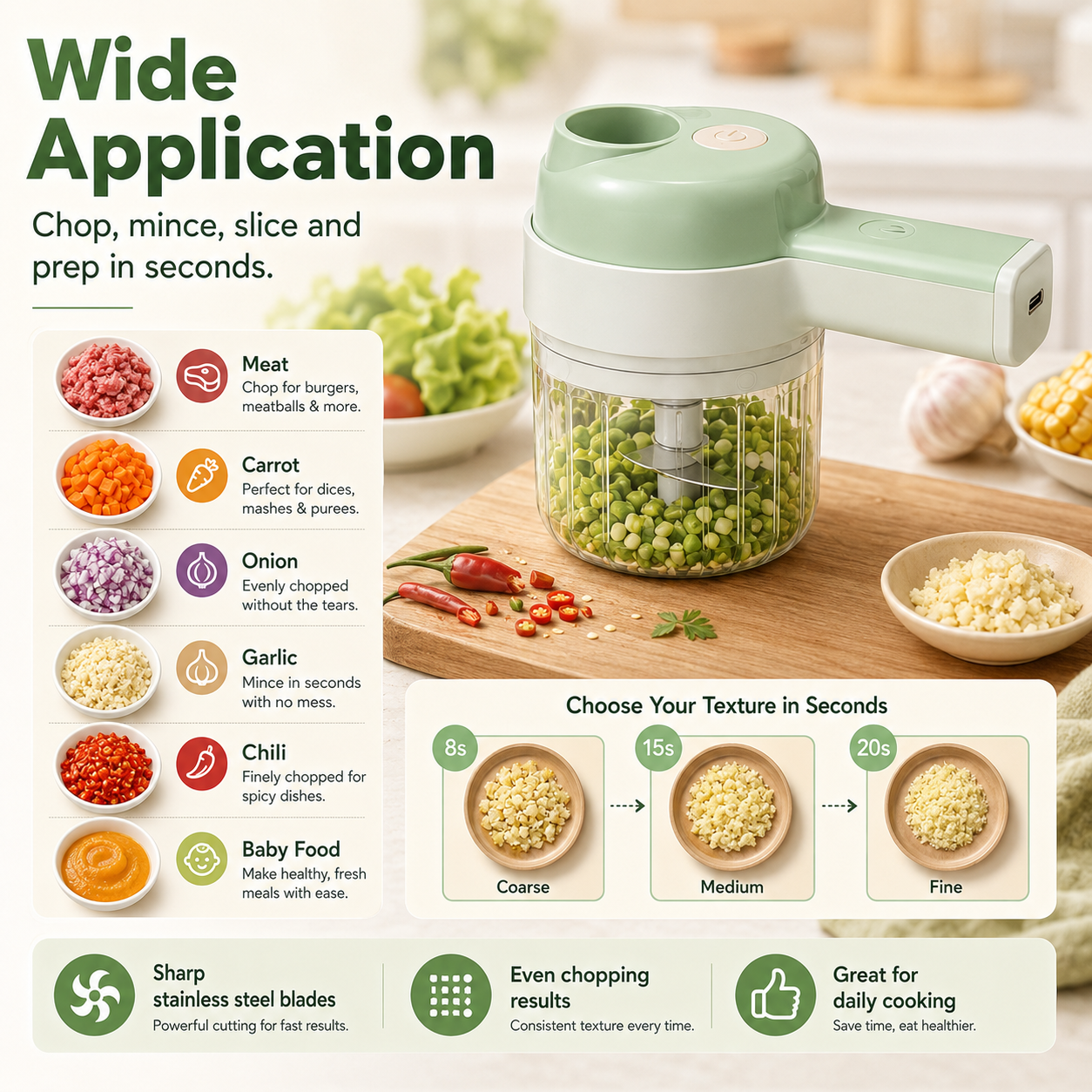 4-in-1 manual electric vegetable cutter setMultifunction cordless food processor