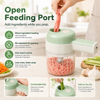 4-in-1 manual electric vegetable cutter setMultifunction cordless food processor