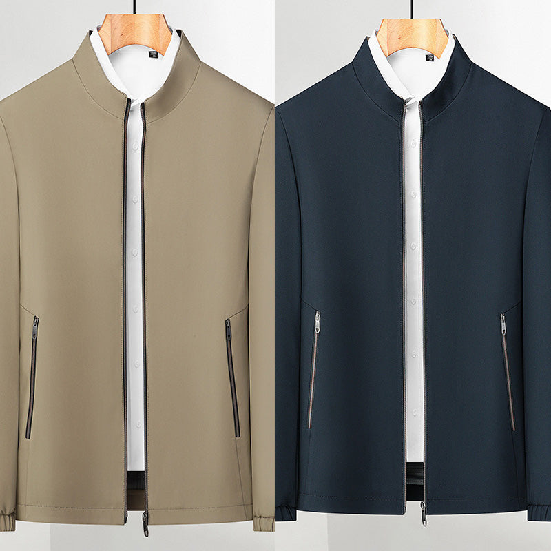 Men's Standing Collar Zipper Casual Jacket