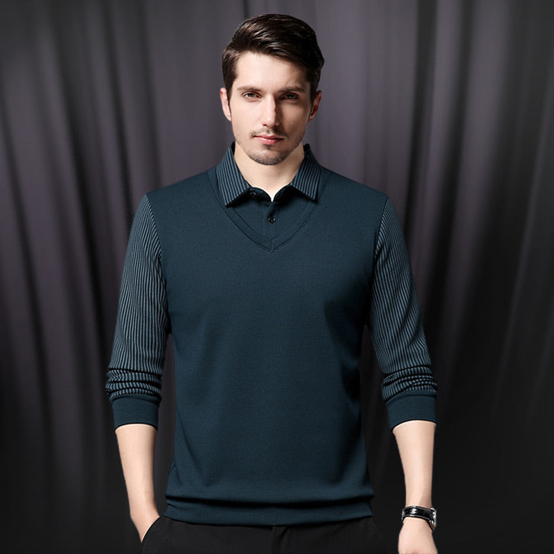 Men's Layered Look Knitted Shirt
