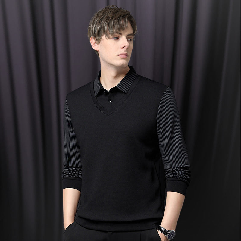Men's Layered Look Knitted Shirt