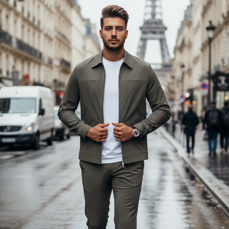✈️Free Shipping✈️Men’s Casual Solid Color 2-Piece Set – Jacket & Pants