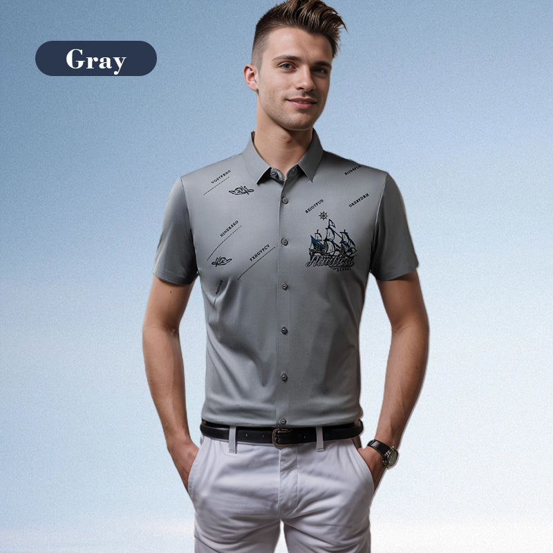 ❄️Men's Business Ice Silk Short Sleeves Button Down Shirt🔥