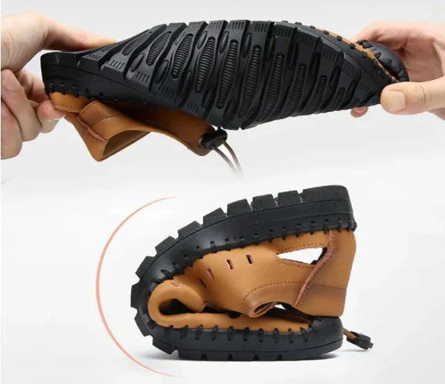 🔥Aviator Wrapped Toe Hollow Leather Sandals👞57% off