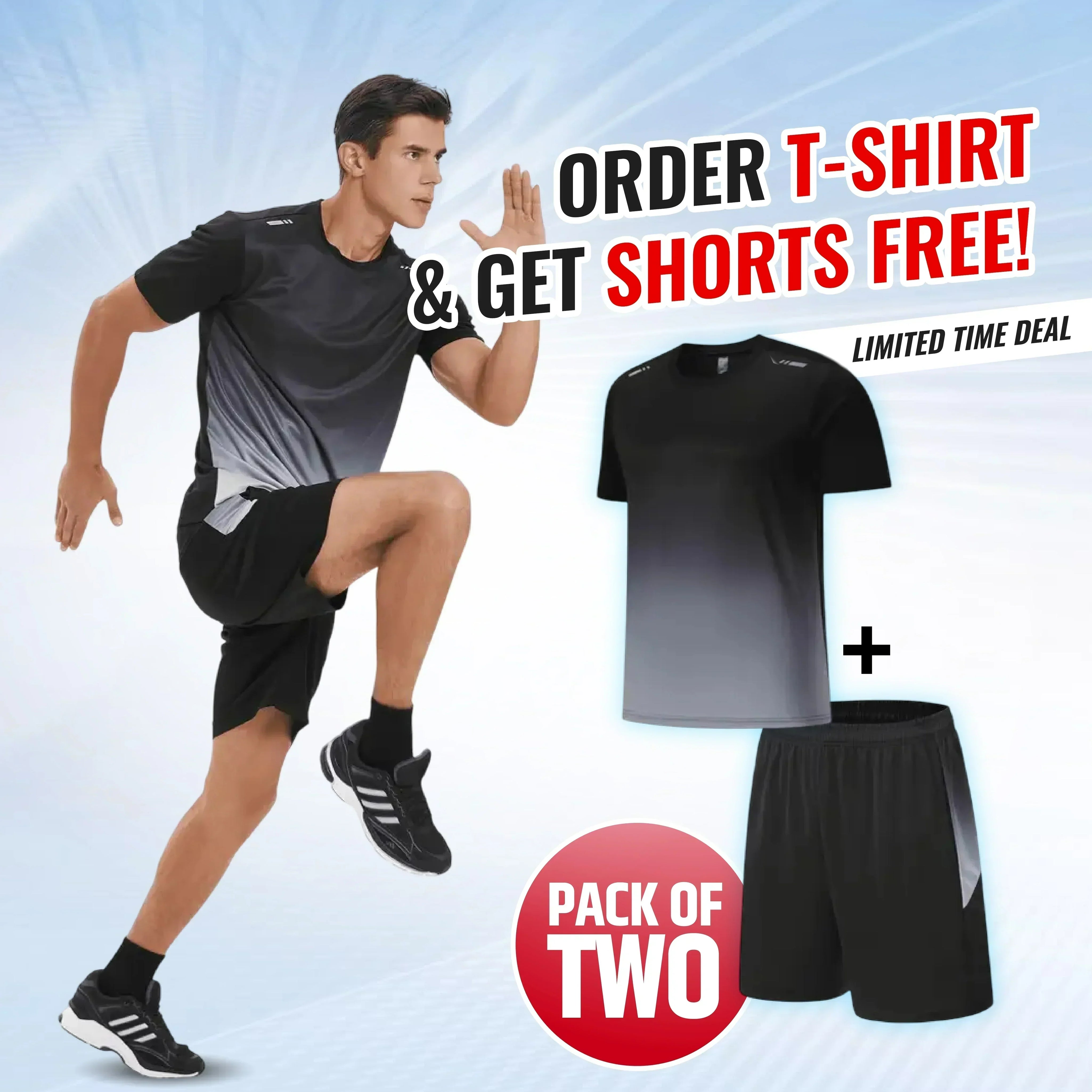 ☀️💦Men’s Loose-Fit Breathable Quick-Drying Athletic T-Shirt & Shorts Tracksuit