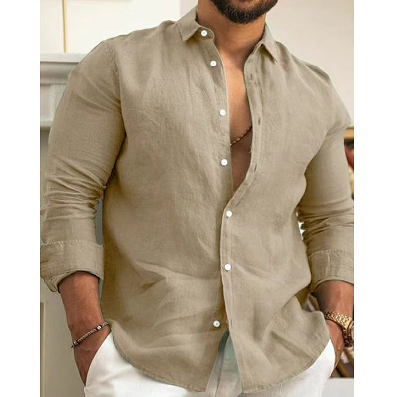 🌿👔Men's Cotton Linen Solid Color Shirt