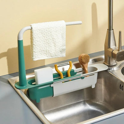 🔥 LIMITED TIME 50% OFF! 🔥 Updated Telescopic Sink Storage Rack – Adjustable Fit, Ventilated Drain & Towel Bar – Keep Your Sink Clean & Tidy ✨