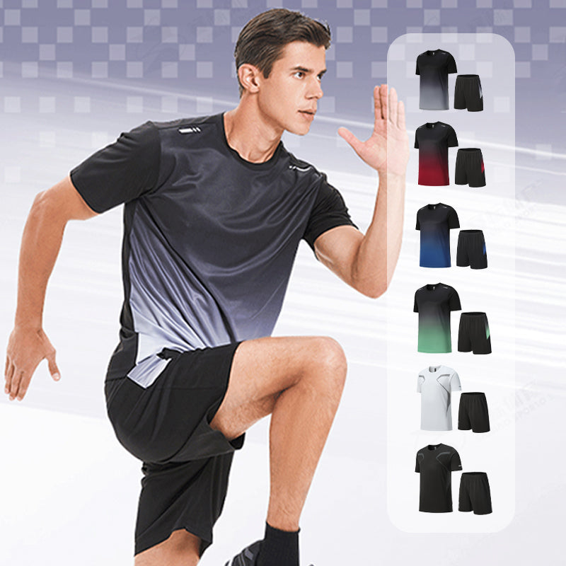 ☀️💦Men’s Loose-Fit Breathable Quick-Drying Athletic T-Shirt & Shorts Tracksuit