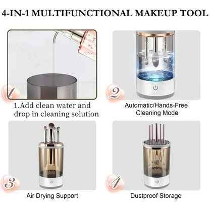 💖 50% OFF! ✨ AUTOMATIC MAKEUP BRUSH CLEANER - Deep Cleaning in 3 Minutes, Compact & Portable for Travel, USB Charging with Quiet Operation 🌸🚿