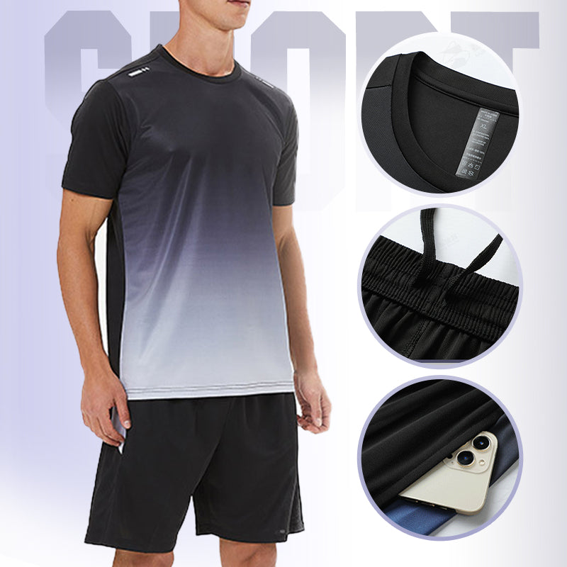 ☀️💦Men’s Loose-Fit Breathable Quick-Drying Athletic T-Shirt & Shorts Tracksuit