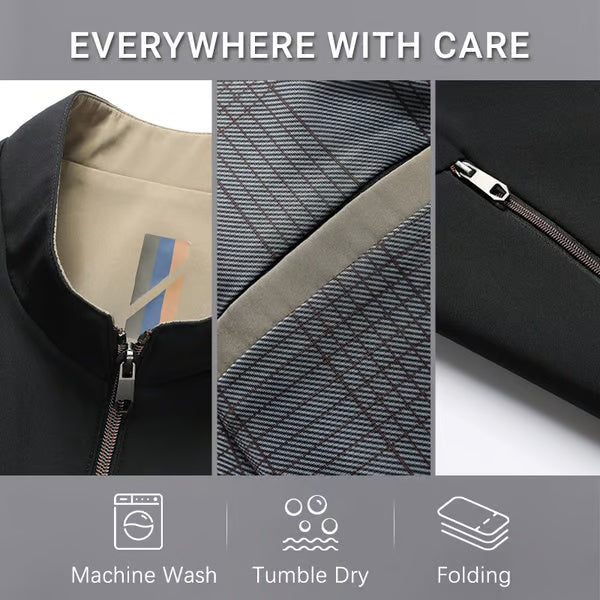 Men's Standing Collar Zipper Casual Jacket
