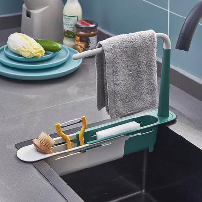 🔥 LIMITED TIME 50% OFF! 🔥 Updated Telescopic Sink Storage Rack – Adjustable Fit, Ventilated Drain & Towel Bar – Keep Your Sink Clean & Tidy ✨