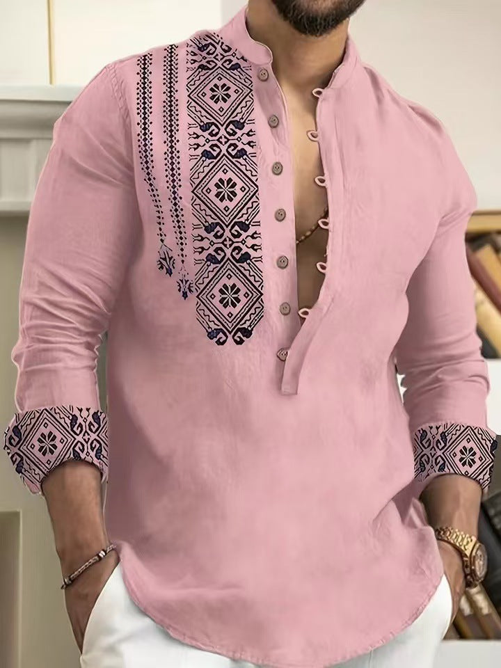 🎉 50% OFF HOT SALE! 🎉 Men's Long-Sleeve Stand Collar Shirt – Casual • Sharp • Effortless