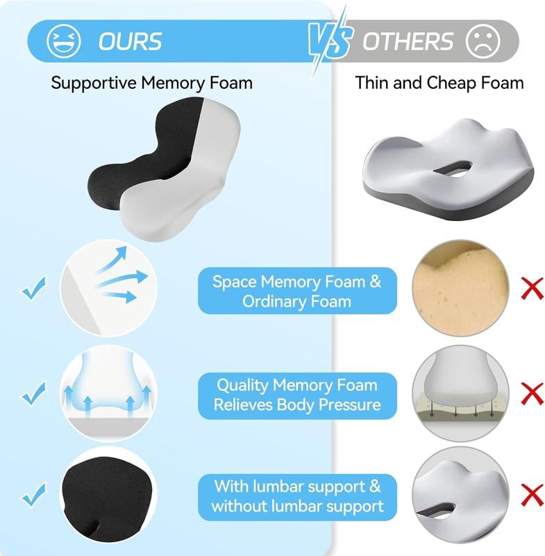 💥50% OFF !!!⏰Non-Slip Memory Foam Seat Cushion – Sciatica Relief, Breathable Mesh & Universal Fit for Car, Office & Wheelchair