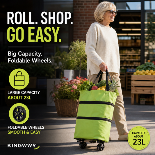 🛍️ Shop Online & Save ✨🛢️2-in-1 Foldable Shopping Cart – Portable Rolling Grocery Trolley