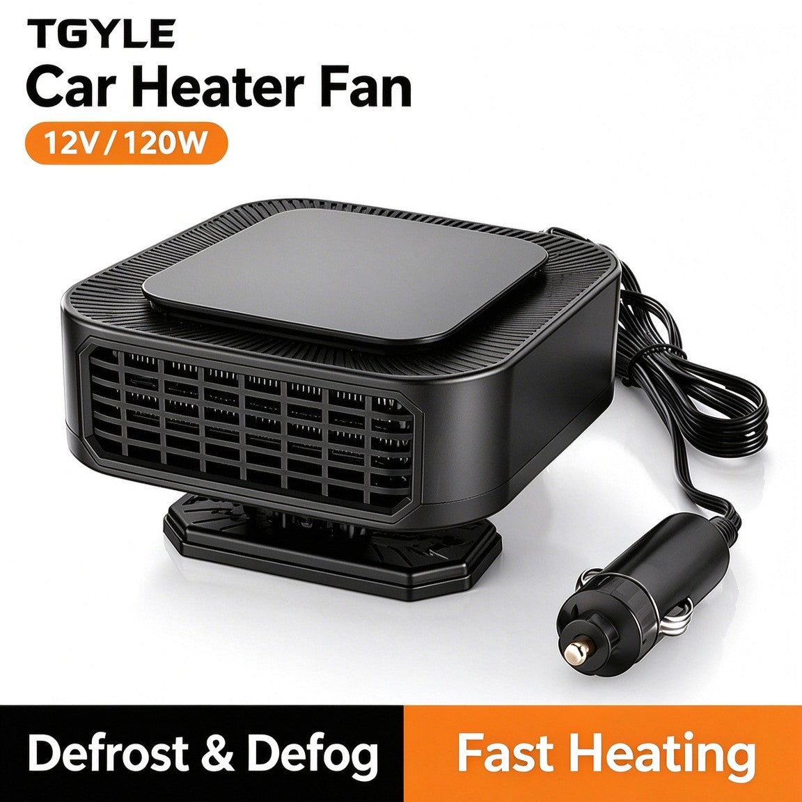Portable Car Heater Defroster with 360-Degree Rotating Base