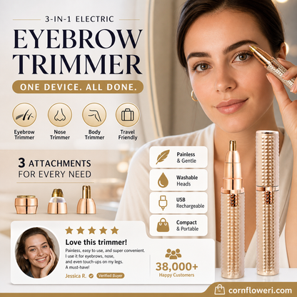 2026 Sale — Over 38,000 Sold! Portable Electric Eyebrow Trimmer – Interchangeable Heads