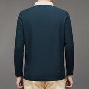 👑Men's Business Casual Solid Color Lapel Base T-shirt