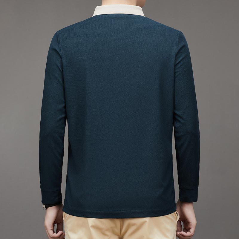 👑Men's Business Casual Solid Color Lapel Base T-shirt
