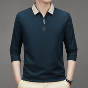 👑Men's Business Casual Solid Color Lapel Base T-shirt