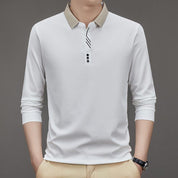 👑Men's Business Casual Solid Color Lapel Base T-shirt