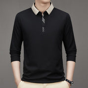 👑Men's Business Casual Solid Color Lapel Base T-shirt