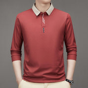 👑Men's Business Casual Solid Color Lapel Base T-shirt