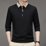 👑Men's Business Casual Solid Color Lapel Base T-shirt