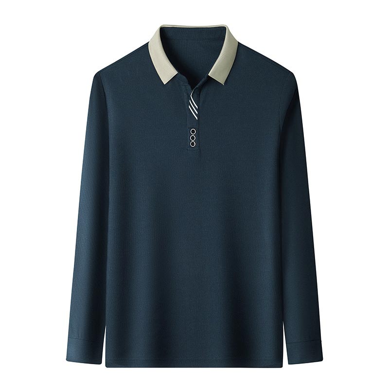 👑Men's Business Casual Solid Color Lapel Base T-shirt