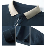 👑Men's Business Casual Solid Color Lapel Base T-shirt