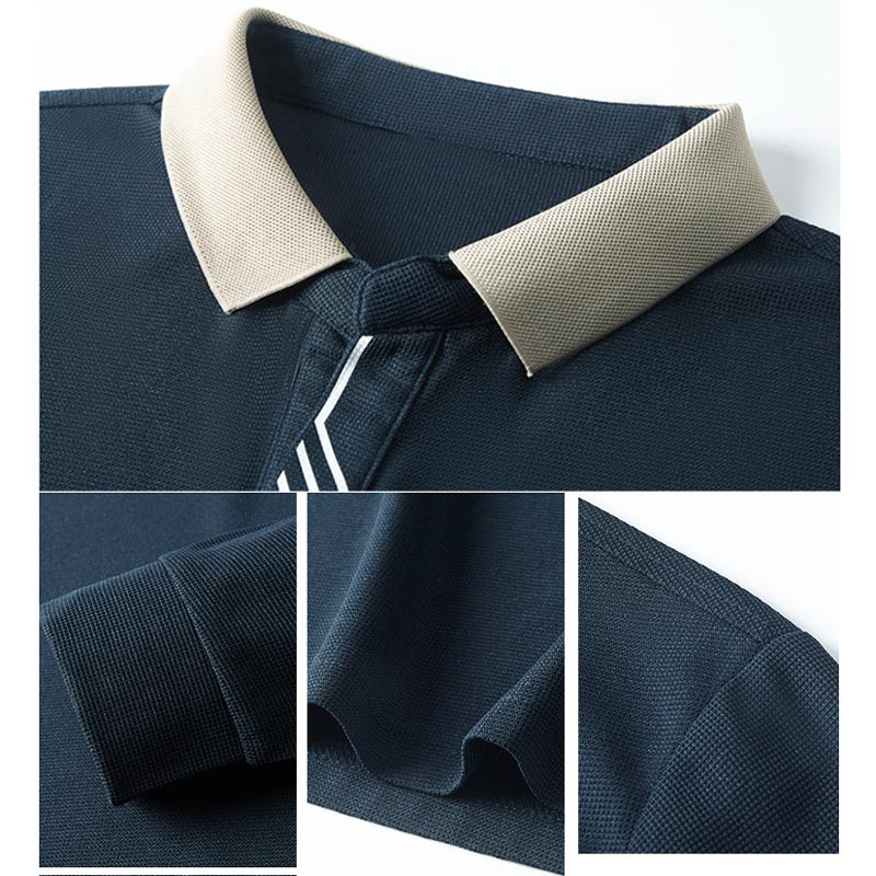 👑Men's Business Casual Solid Color Lapel Base T-shirt