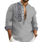 🎉 50% OFF HOT SALE! 🎉 Men's Long-Sleeve Stand Collar Shirt – Casual • Sharp • Effortless