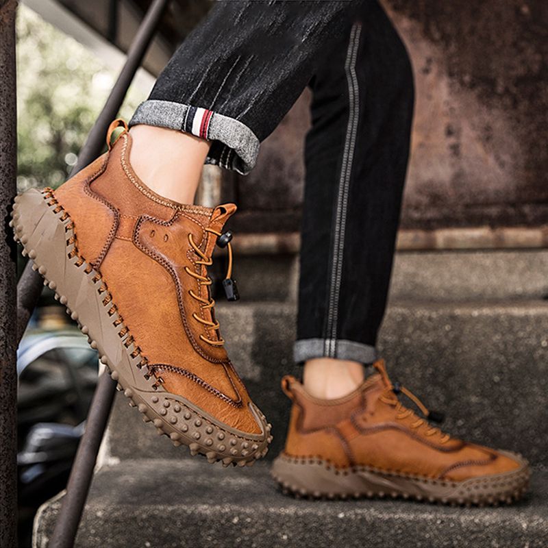 【🔥50% OFF】 Men's hand-stitched leather casual sneakers✈️ 2 pairs Free Shipping