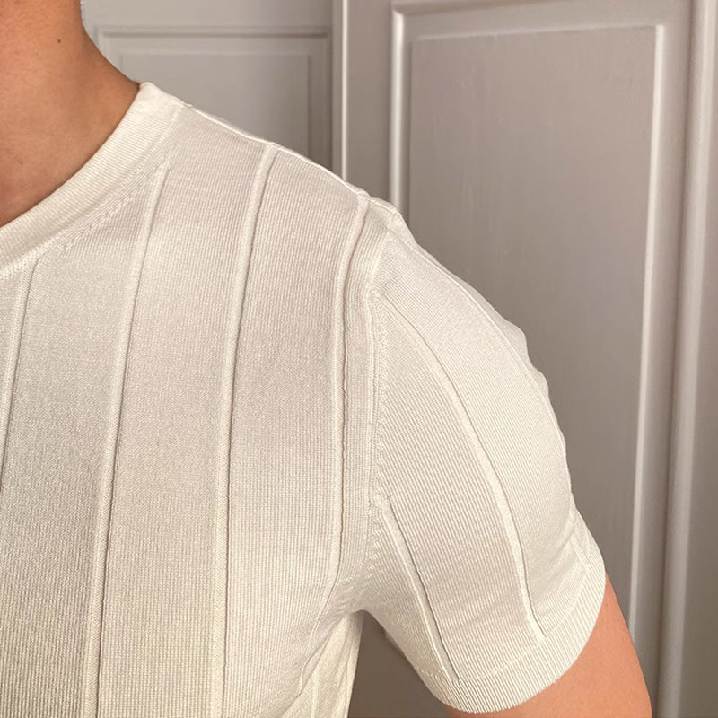 👕 50% OFF NOW! 🌀 Men's Crew Neck Knit Short Sleeve Sweater – Twist Pattern, Premium Soft Material & Versatile Style ✨