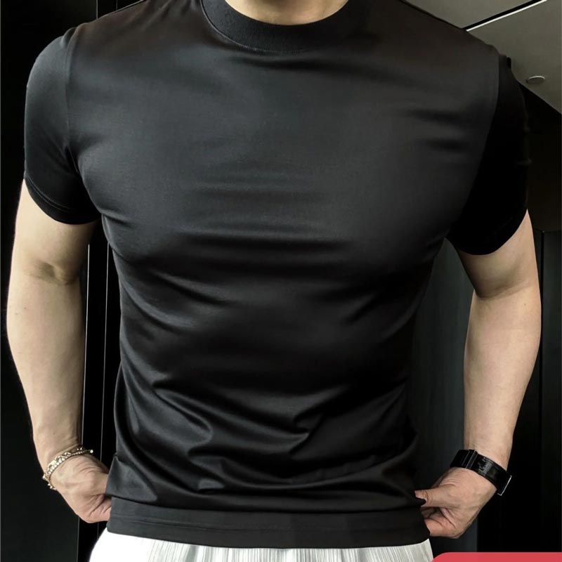 ✨New Arrival 50% Sale✨Men's Mercerized Breathable Ice Silk Short-sleeve T-shirt