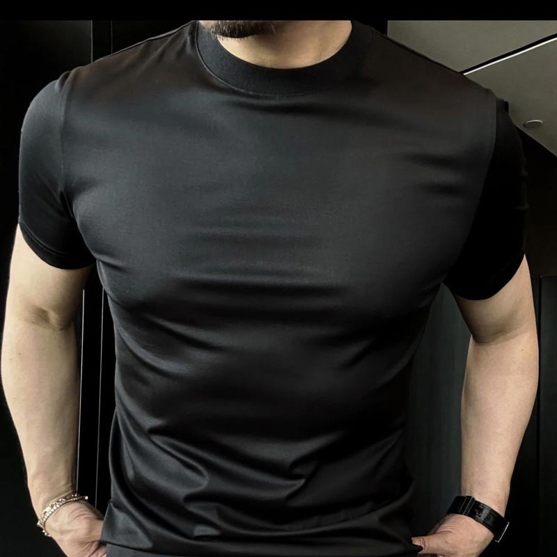 ✨New Arrival 50% Sale✨Men's Mercerized Breathable Ice Silk Short-sleeve T-shirt