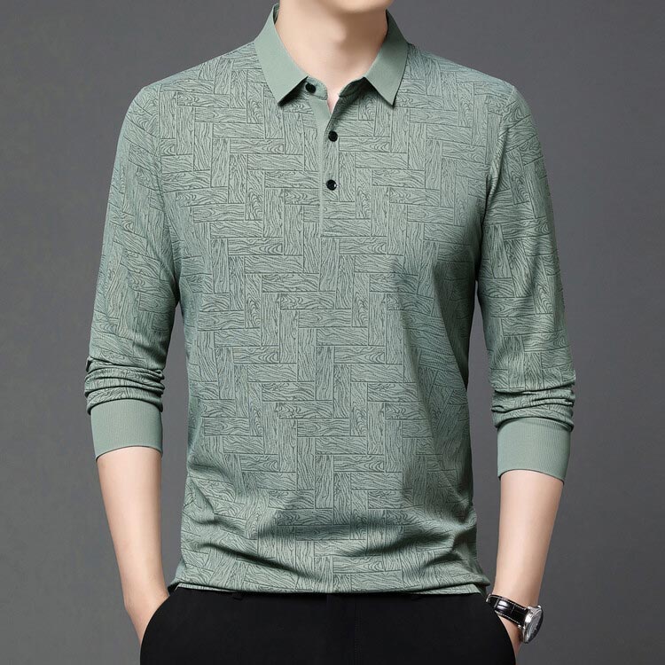 ✨New Arrival✨Men’s Elegant Casual 3-button Lapel Collar Long-sleeve T-shirt