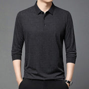 ✨New Arrival✨Men’s Elegant Casual 3-button Lapel Collar Long-sleeve T-shirt