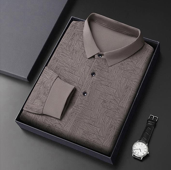 ✨New Arrival✨Men’s Elegant Casual 3-button Lapel Collar Long-sleeve T-shirt