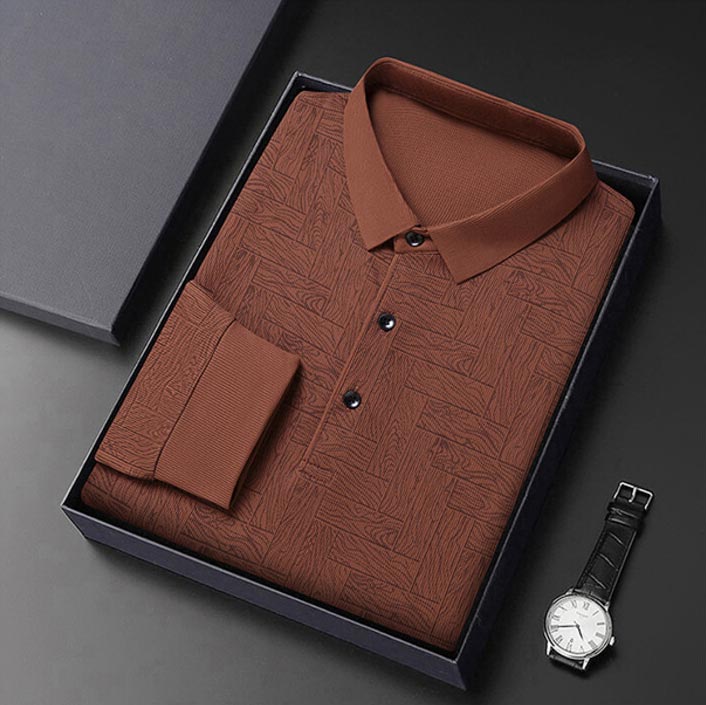 ✨New Arrival✨Men’s Elegant Casual 3-button Lapel Collar Long-sleeve T-shirt