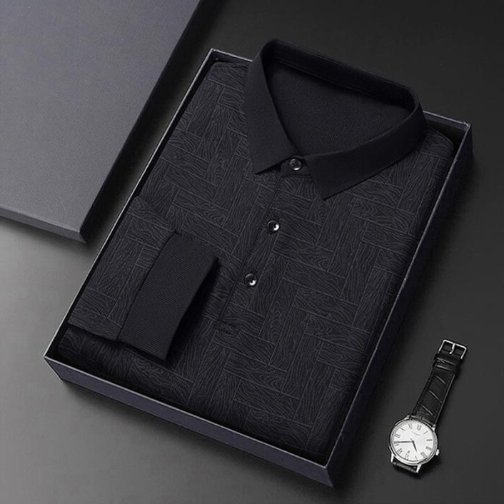 ✨New Arrival✨Men’s Elegant Casual 3-button Lapel Collar Long-sleeve T-shirt