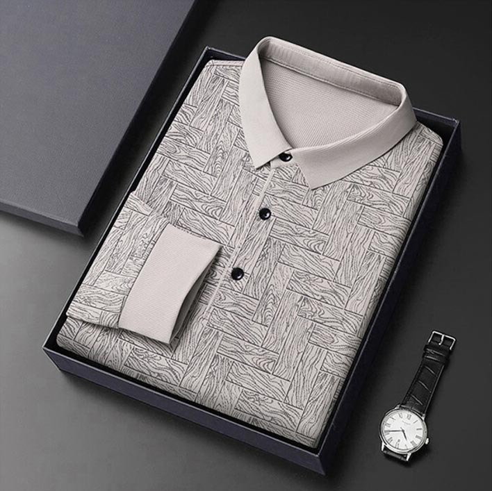 ✨New Arrival✨Men’s Elegant Casual 3-button Lapel Collar Long-sleeve T-shirt