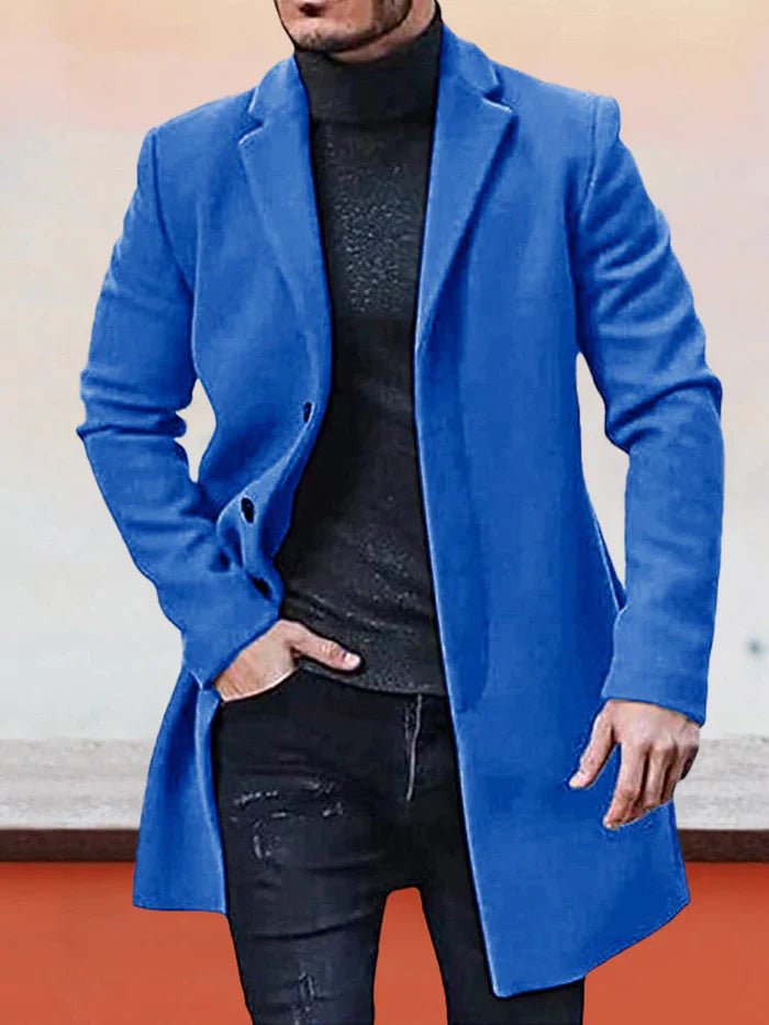 👔 Men's Classic Single Row Buckle Solid Color Jacket - Timeless Daily Essential 50% OFF