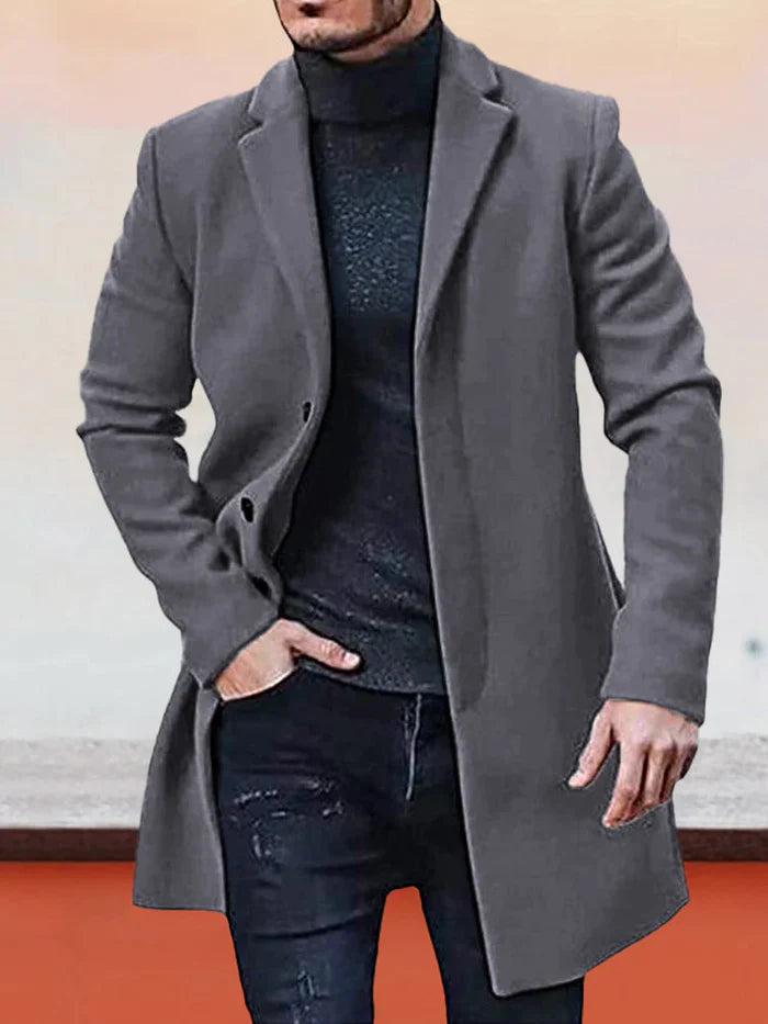👔 Men's Classic Single Row Buckle Solid Color Jacket - Timeless Daily Essential 50% OFF