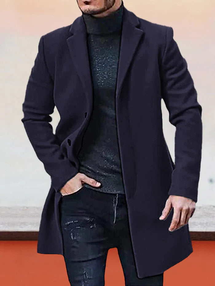 👔 Men's Classic Single Row Buckle Solid Color Jacket - Timeless Daily Essential 50% OFF