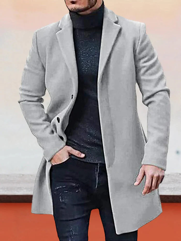 👔 Men's Classic Single Row Buckle Solid Color Jacket - Timeless Daily Essential 50% OFF